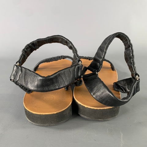 THE ROW Size 8 Black Tan Leather Calfskin Sandals