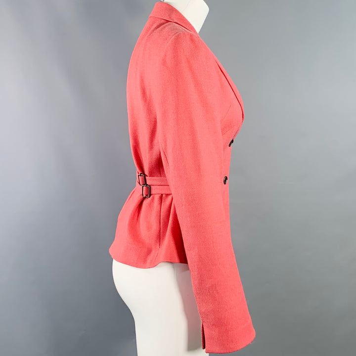 AKRIS PUNTO Size 8 Pink Wool Cashmere Twill Cinched Jacket Blazer
