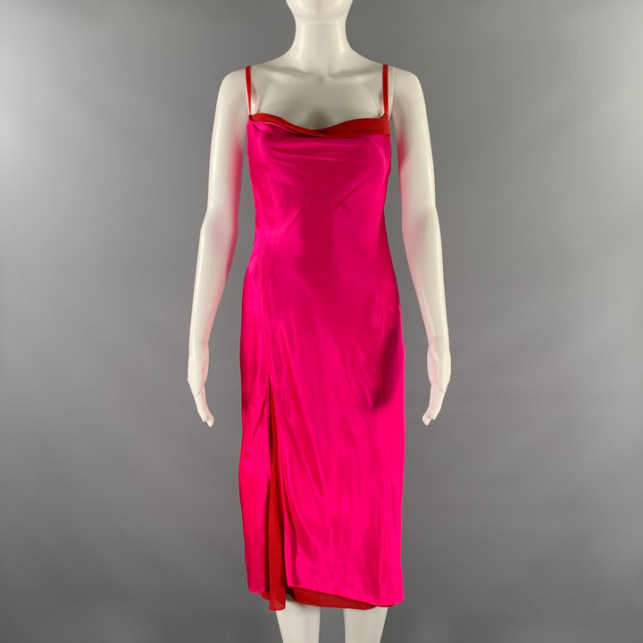ACNE STUDIOS Size XS Pink Red Viscose  Silk Two Tone Shift Dress