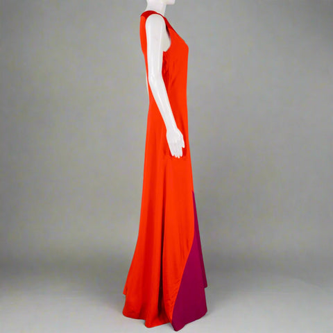 GIVENCHY Size 2 Red Purple Viscose Blend Sleeveless Gown Dress