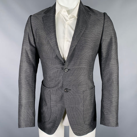 LOUIS VUITTON Size 40 Grey Swirls Wool Silk Sport Coat