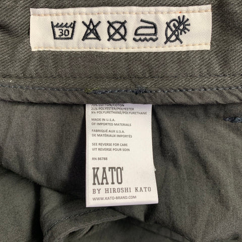 HIROSHI KATO Size 29 The Axe Grey Charcoal Twill Cotton Blend Flat Front Casual Pants