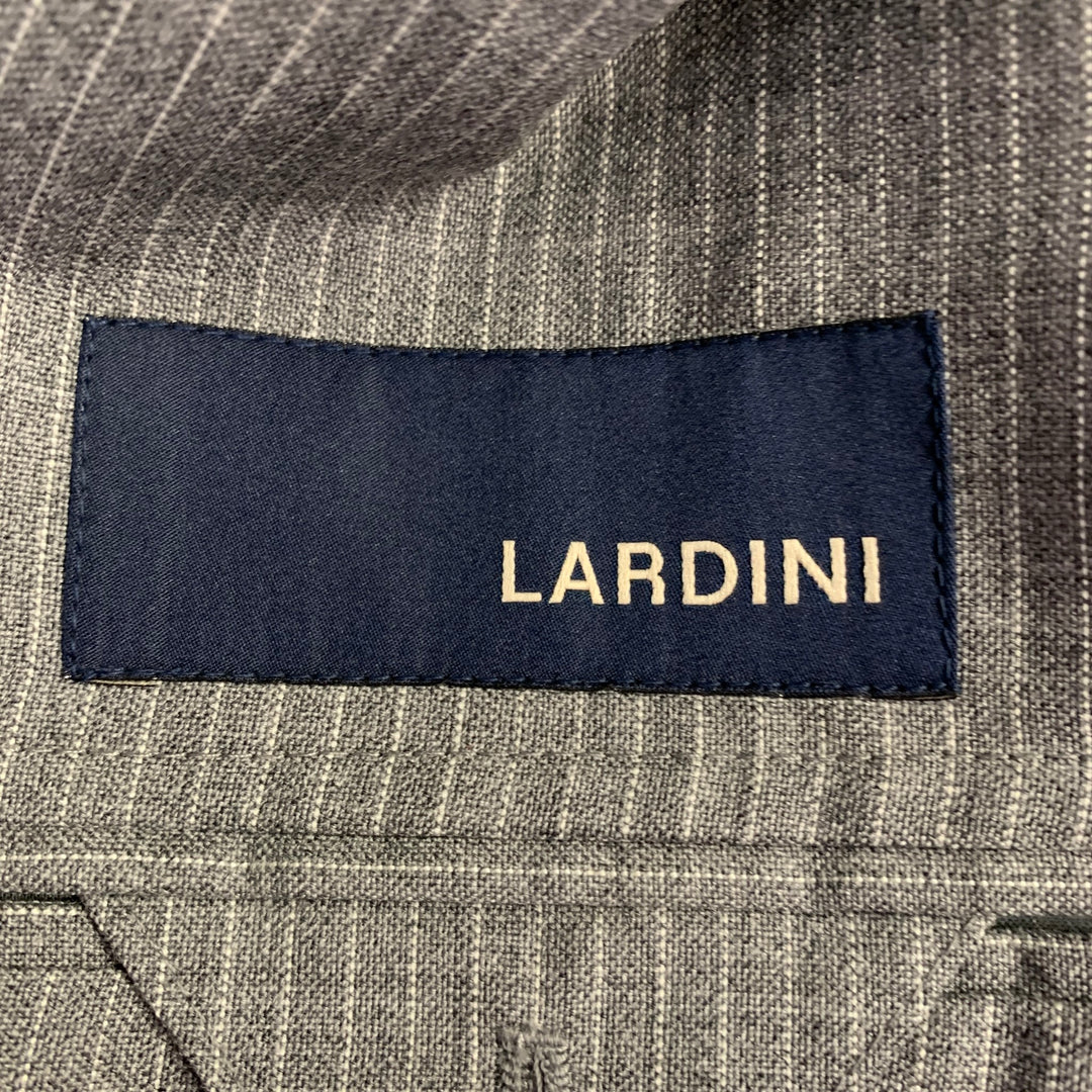 LARDINI Size 38 Grey White Stripe Wool Notch Lapel Sport Coat