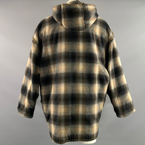 JOSEPH ABBOUD Size M Black Tan Plaid Wool Coat