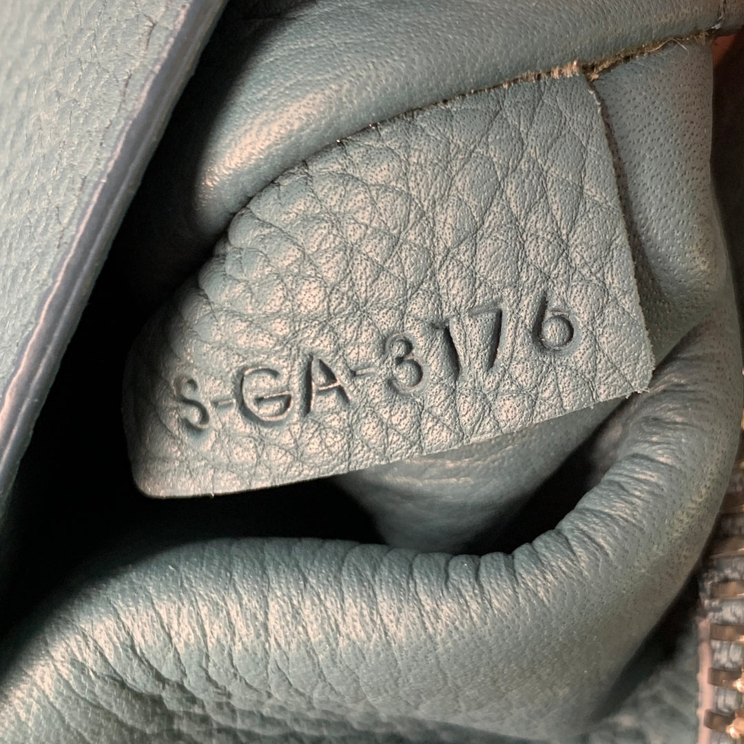 CELINE Blue Pebble Grain Leather Medium Trifold Tote Handbag