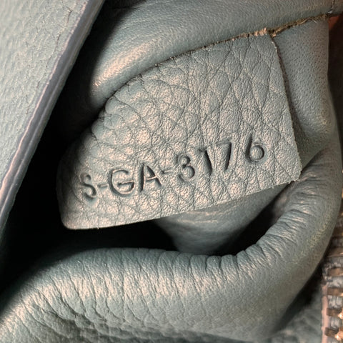 Sac cabas moyen à trois volets CELINE en cuir grainé bleu galet
