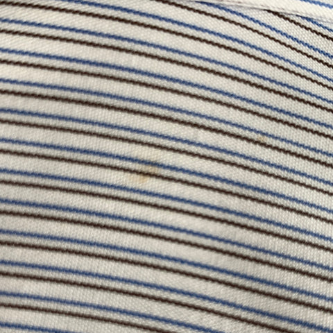 HAMILTON Size M White Navy & Brown Stripe Spread Collar Long Sleeve Shirt