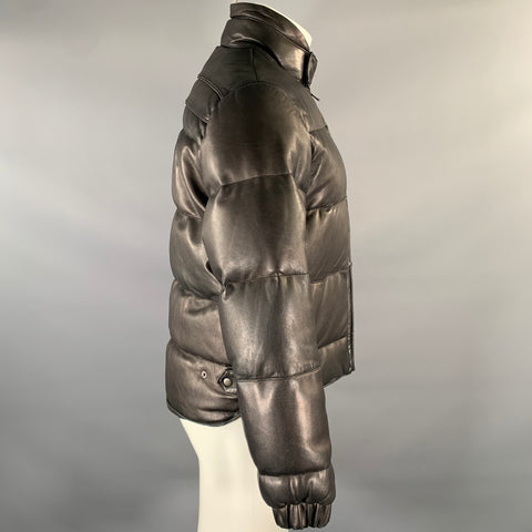 THEORY Size S Black Quilted Leather Puffer Jacket