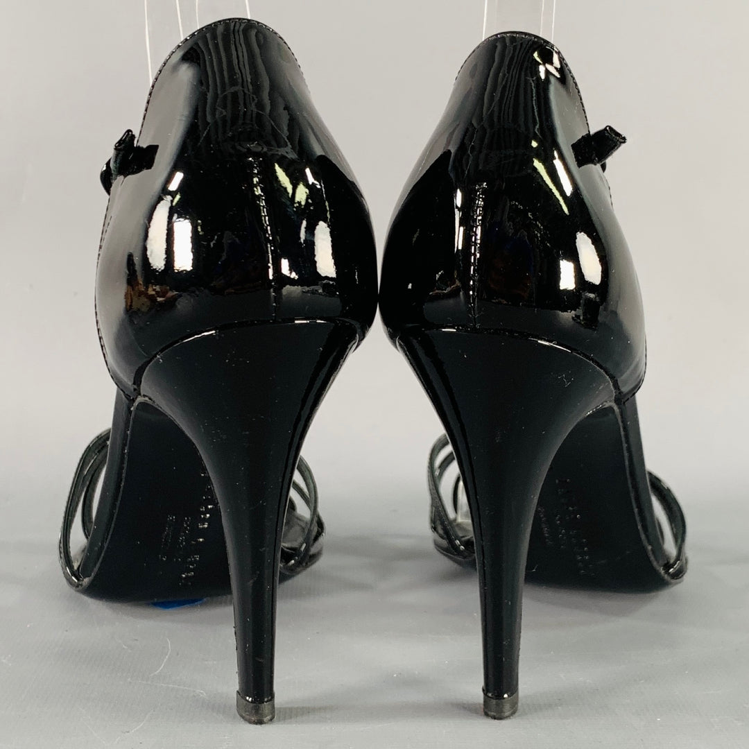 RALPH LAUREN Size 7.5 Black Patent Leather Strappy Sandals