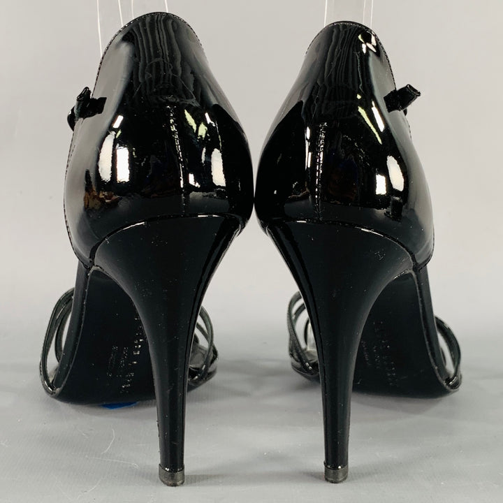 RALPH LAUREN Size 7.5 Black Patent Leather Strappy Sandals