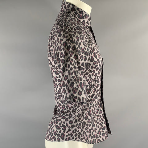 MARC JACOBS Size XS Purple Lavender Leopard Print Cotton Short Sleeve Shirt
