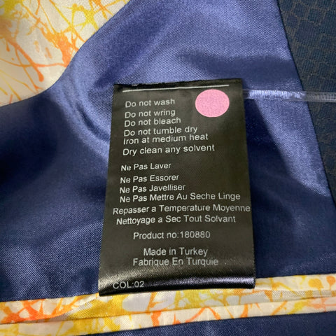 MACEOO Size 44 Navy Scale Print Viscose Blend Notch Lapel Sport Coat