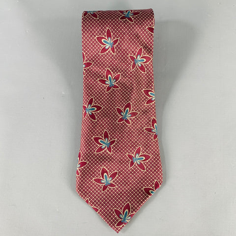 GIORGIO ARMANI Burgundy Taupe Abstract Floral Silk Tie