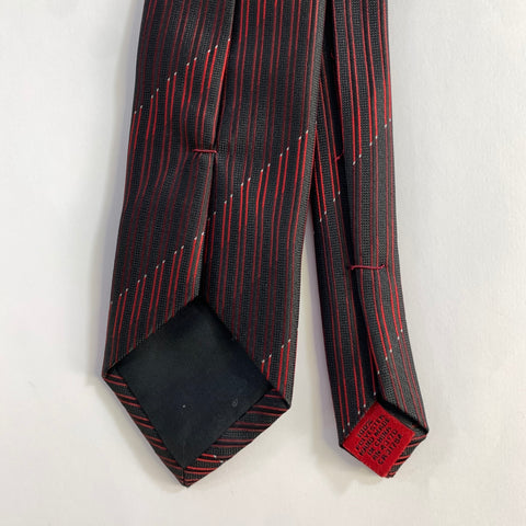 ALFANI Black Red Stripe Polyester Slim Tie