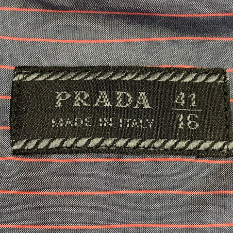 PRADA Size L Grey Pink Stripe Silk Button Up Long Sleeve Shirt