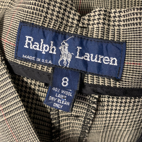 RALPH LAUREN Size 8 Brown Rayon & Wool Houndstooth Wide Leg Dress Pants