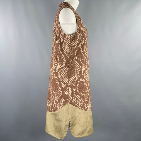 ISSEY MIYAKE Size M Brown Beige Snakeskin Print Sleeveless Dress