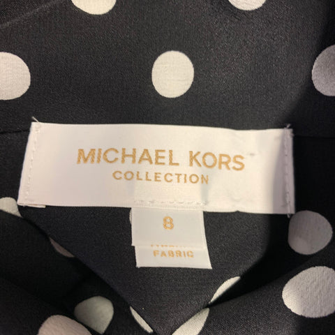 MICHAEL KORS COLLECTION Size 8 Black White Polka Dot Bow Shirt