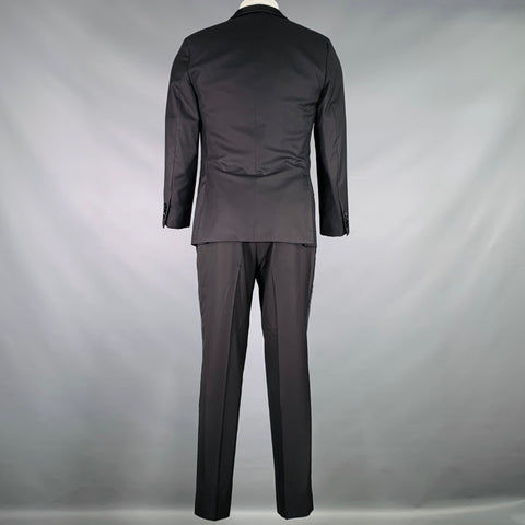 KITON Size 36 Black Wool Shawl Collar Three Piece Tuxedo
