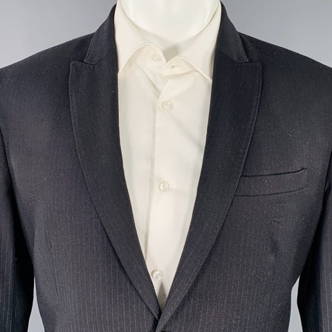 NEIL BARRETT Size 40 Black Grey Pinstripe Wool Ombre Effect Slim Fit Sport Coat