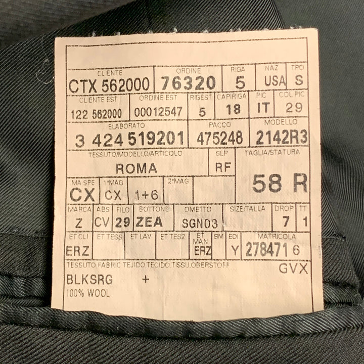 ERMENEGILDO ZEGNA Size 48 Regular Black Wool Twill Notch Lapel Sport Coat