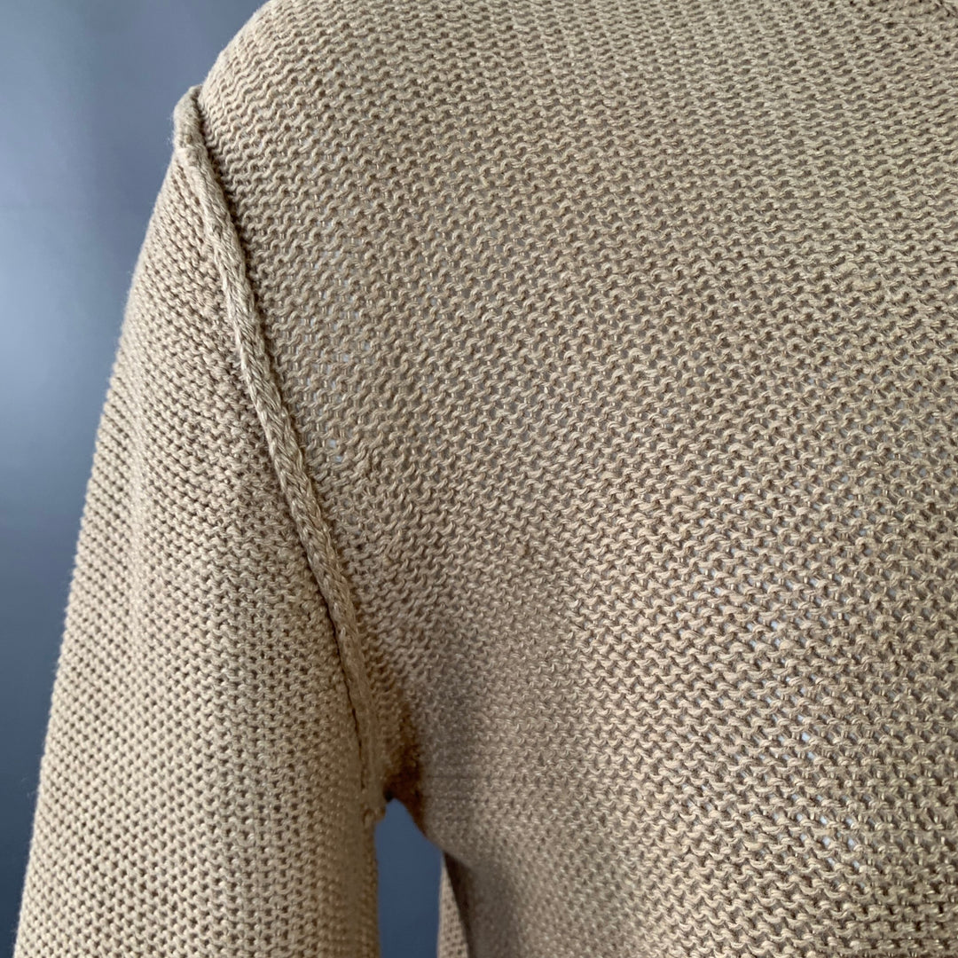 RODARTE for OPENING CEREMONY Size L Beige Red Knit Linen V-Neck Sweater