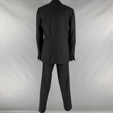 JIL SANDER Taille 38 Costume noir en laine patchwork à un bouton