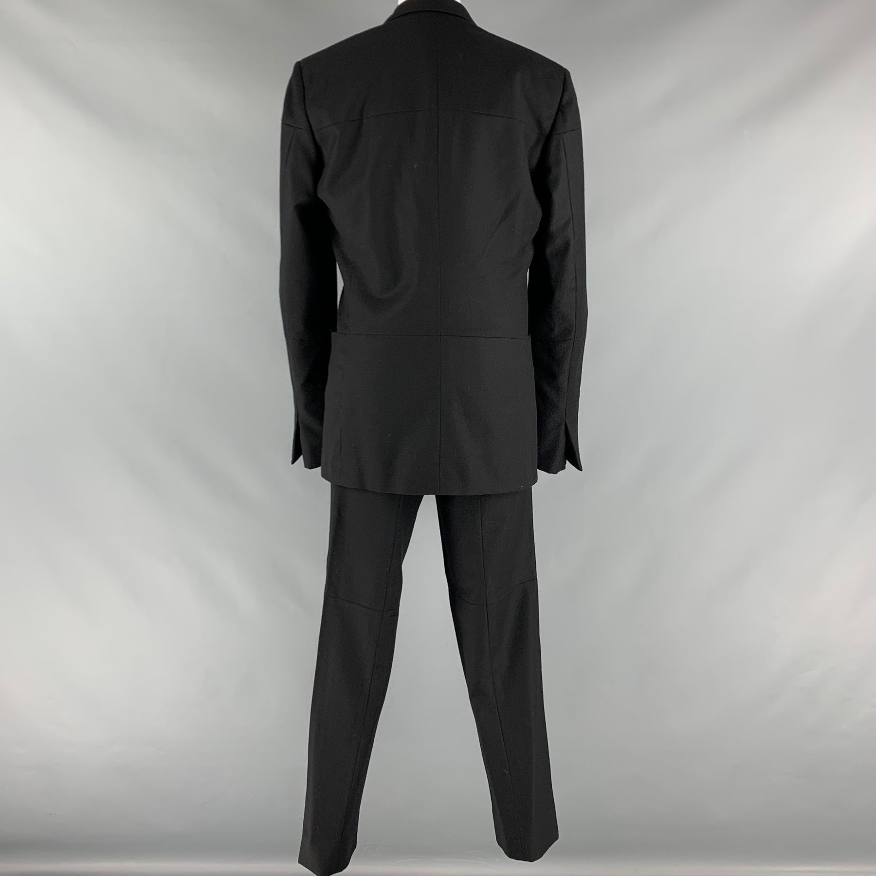 JIL SANDER Size 38 Black Patchwork Wool Single Button Suit – Sui