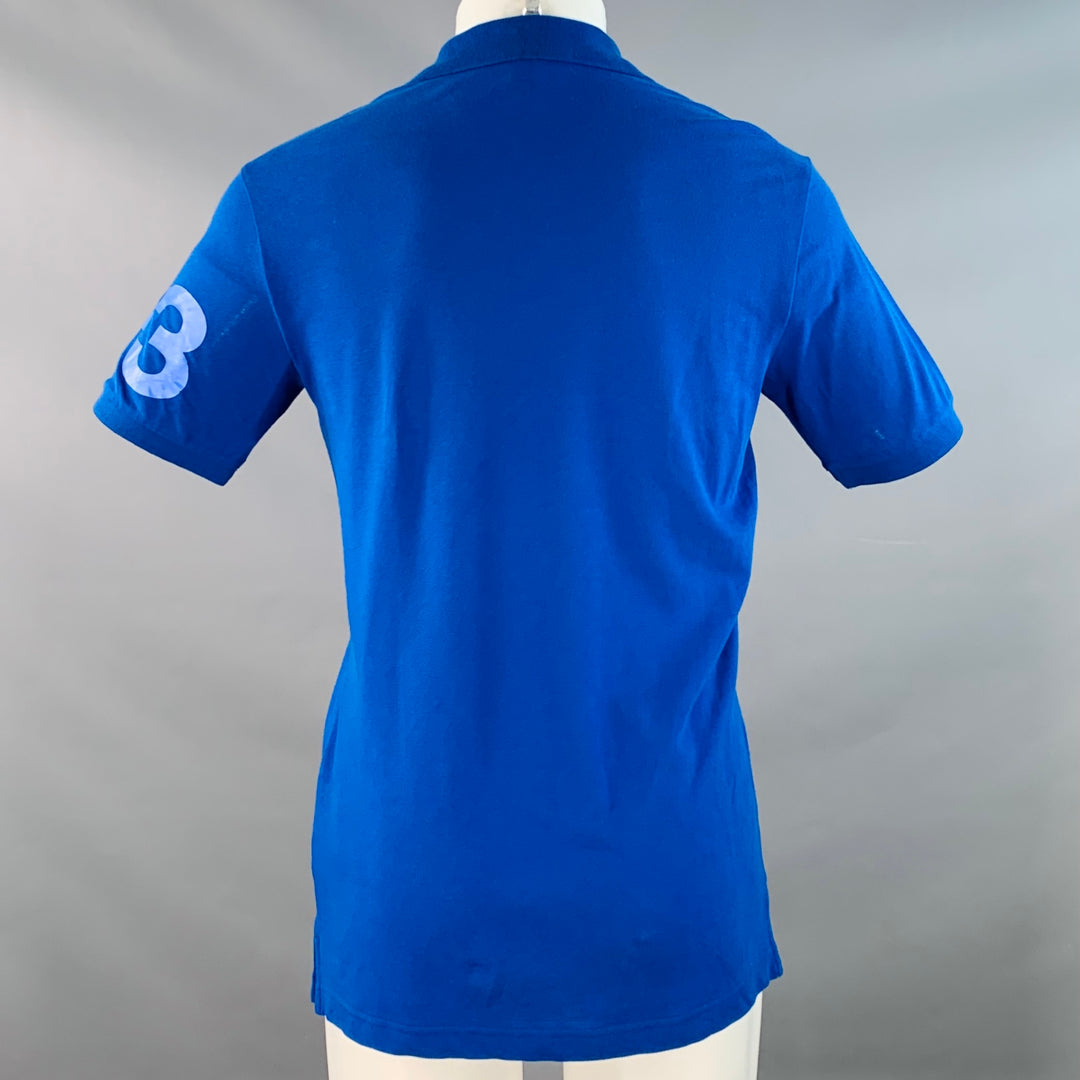 Y-3 Size M Blue Cotton Logo Half Placket Polo