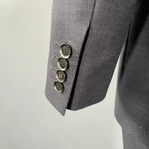 BURBERRY PRORSUM Size 42 Black Charcoal Stripe Virgin Wool Suit