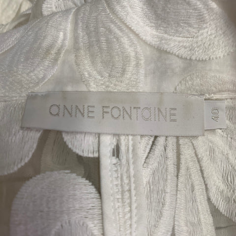 ANNE FONTAINE Size M White Cotton Blend Lace Cropped Peak Lapel Jacket Blazer