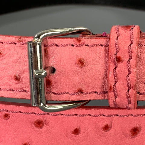 MAX MARA Waist Size S Pink Textured Ostrich Leather Belt