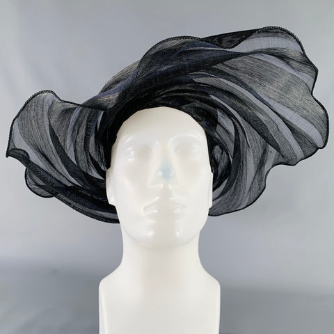 MARZI Black Nylon Straw Hat