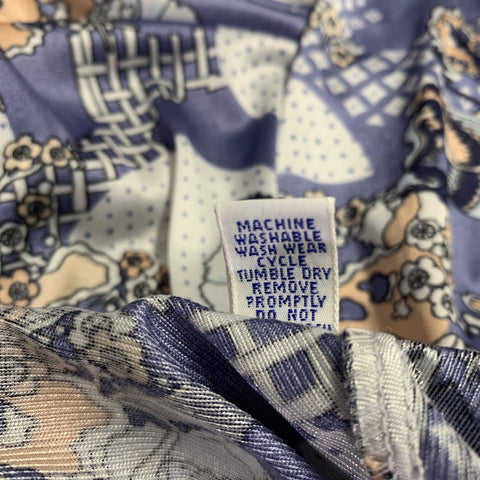 OLEG CASSINI Size M Blue Beige Chinoiserie Nylon Long Sleeve Shirt