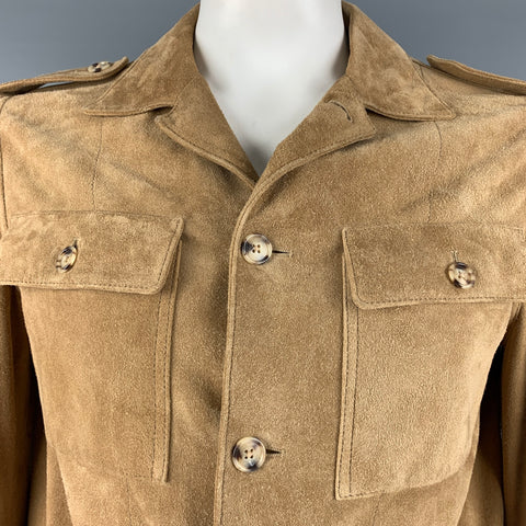 SPURR Size L Camel Suede Epaulettes Jacket