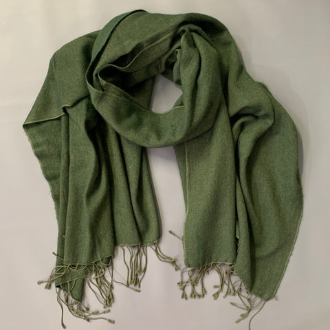 Écharpe à franges VINTAGE verte