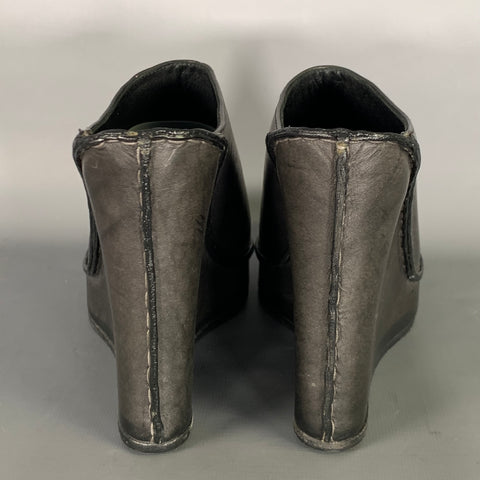 CHLOE Size 10 Black Leather Mules Wedges