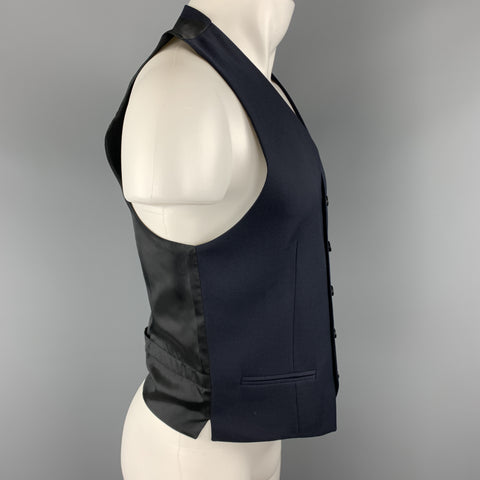 THE KOOPLES Size 36 Navy & Black Wool Buttoned Vest