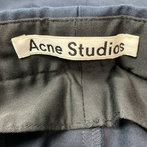 ACNE STUDIOS Taille 32 Pantalon décontracté en coton élasthanne bleu marine à devant plat