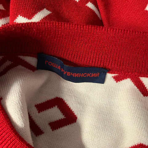 GOSHA RUBCHINSKIY Red White G007-N002 Letters Wool Blend Pull On Sweater