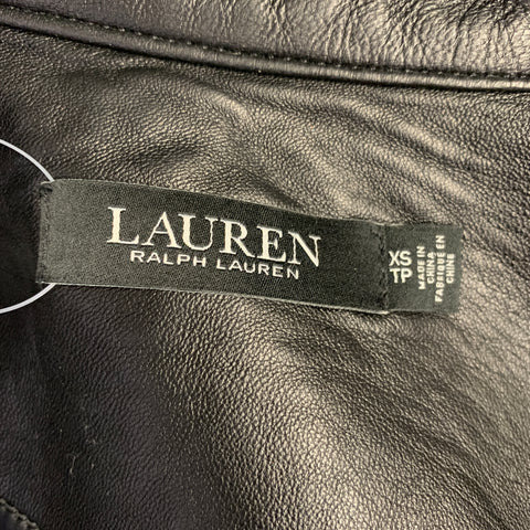 RALPH LAUREN Size XS Black Lambskin Leather Biker Jacket