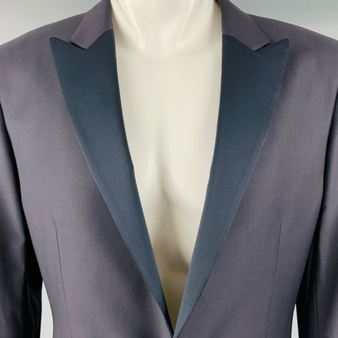 CALVIN KLEIN COLLECTION Size 38 Black Wool Peak Lapel Sport Coat