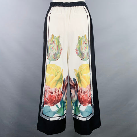 TED BAKER Size 0 White Multi Color Polyester Floral Wide Leg Dress Pants
