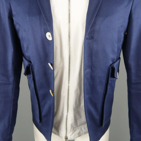 DSQUARED2 36 Navy Hooded Jacket Vest DSQUARED2