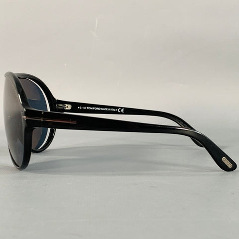 TOM FORD Brenton Black Acetate Pilot Shield Sunglasses