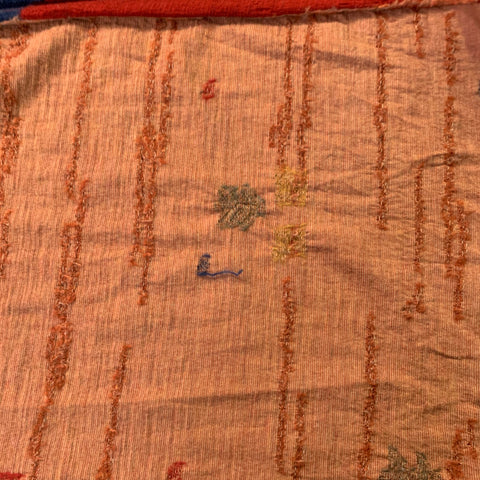 KAPITAL Orange Multi Color Trees Squares Oversized Wool Scarf