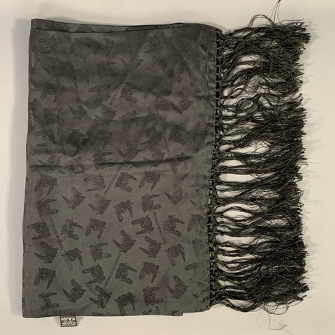 KIESELSTEIN-CORD Black Alligator Silk Scarf