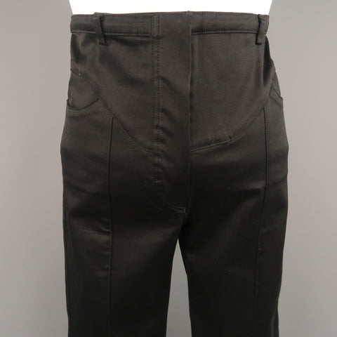 BALENCIAGA Size 4 Black Cotton  High Rise Fitted Moto Dress Pants