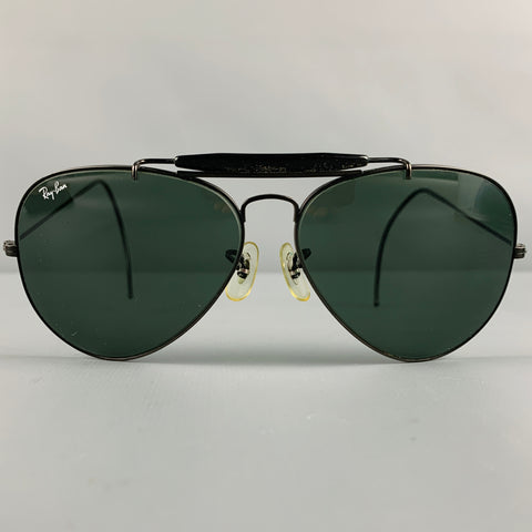 RAY-BAN Black Metallic Aviator Sunglasses