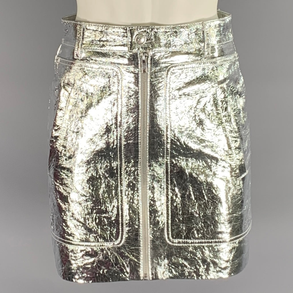 ZADIG & VOLTAIRE Size XS Silver Leather Metallic Mini Skirt – Sui